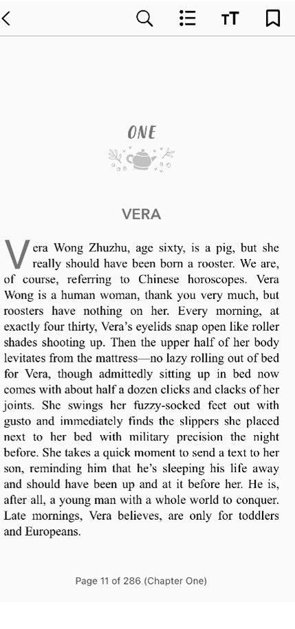 the palace project app - a sample page from an ebook with navigation icons located at the top right of the page