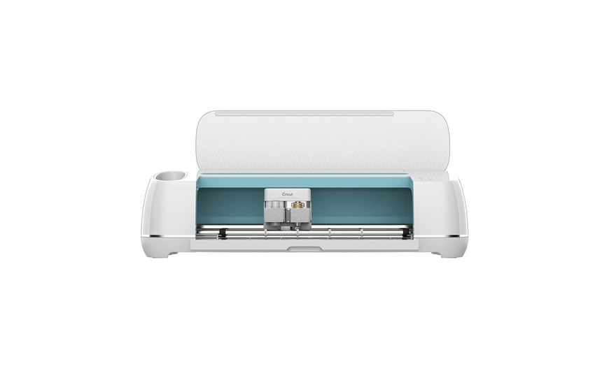 Cricut Maker, desktop machine 24 inches wide by 6 inches tall with an electronic blade