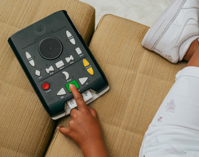 Person using talking books machine