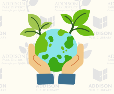 2 hands holding a globe with leaves sprouting from it