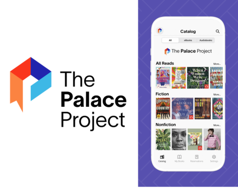 the palace project app - fiction and nonfiction book titles arranged in rows on an mobile device